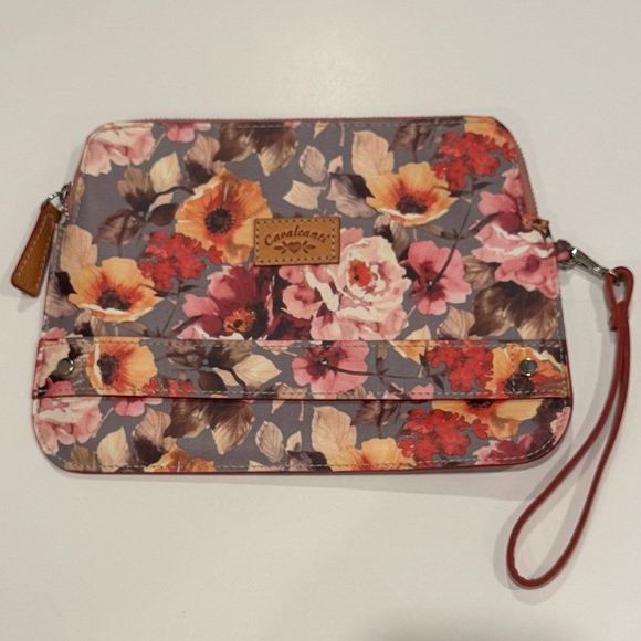 Cavalcanti Women's Floral Wristlet Purse Genuine Leather Made in Italy NEW - Picture 1 of 16